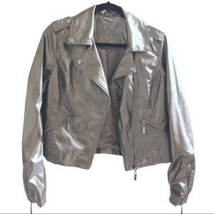 NEW Jou Jou Metallic Gold Moto Jacket Medium